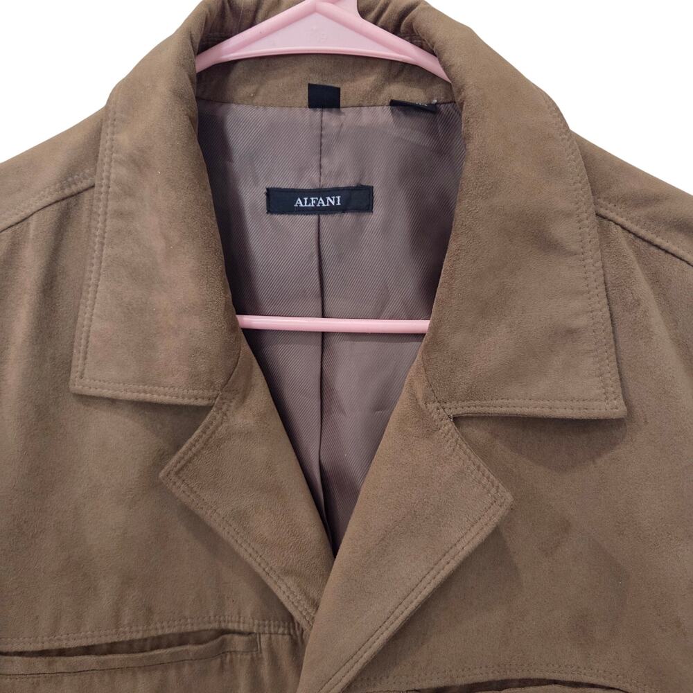 Men's Faux Suede Classic Notch Lapel Jacket and a Brown Lining, Size Large